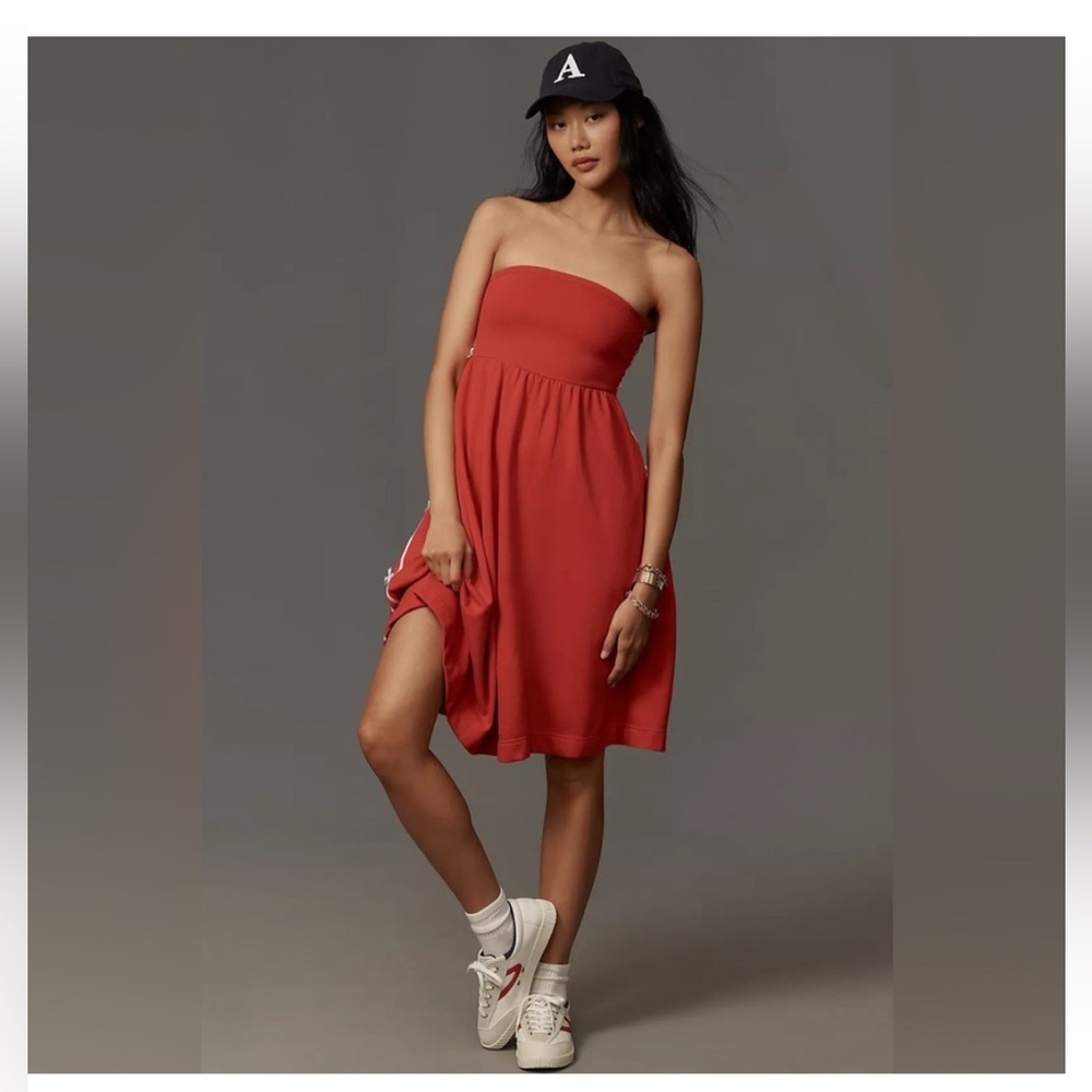 Anthropologie Strapless Red Dress with Bows🥰